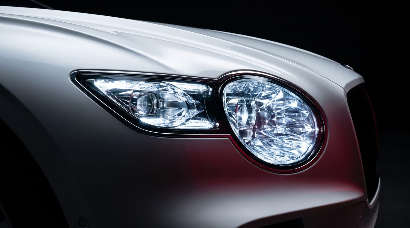 Bentley Continental GT Convertible front headlight close-up detail