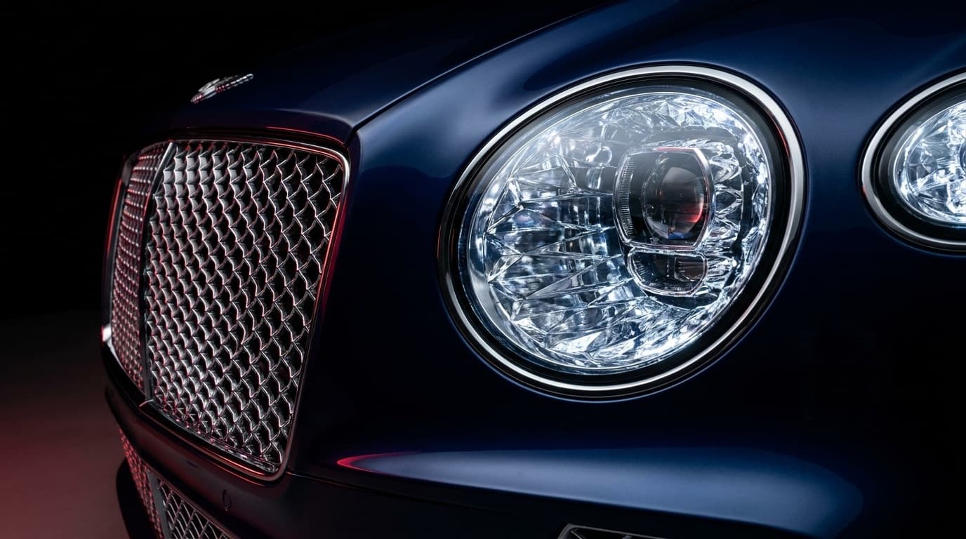 Bentley Continental GT front headlight close-up detail