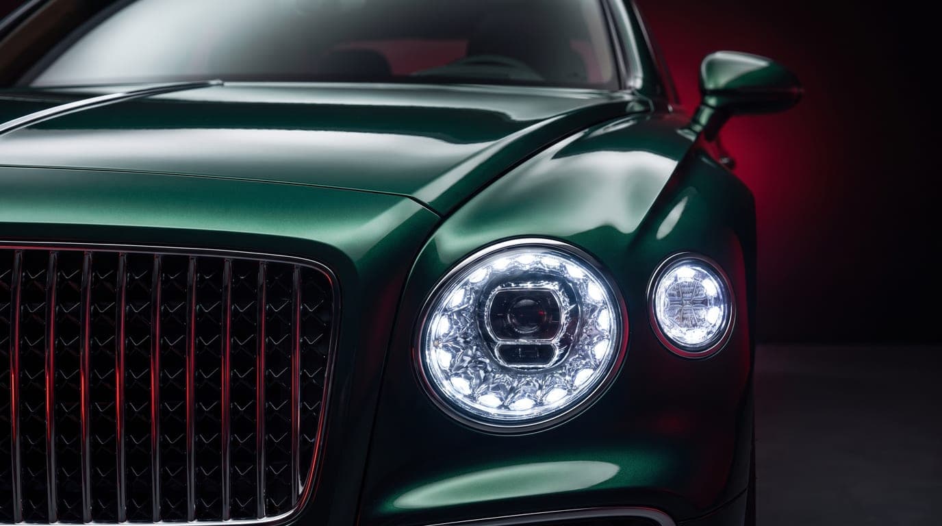 Bentley Flying Spur front headlight close-up detail