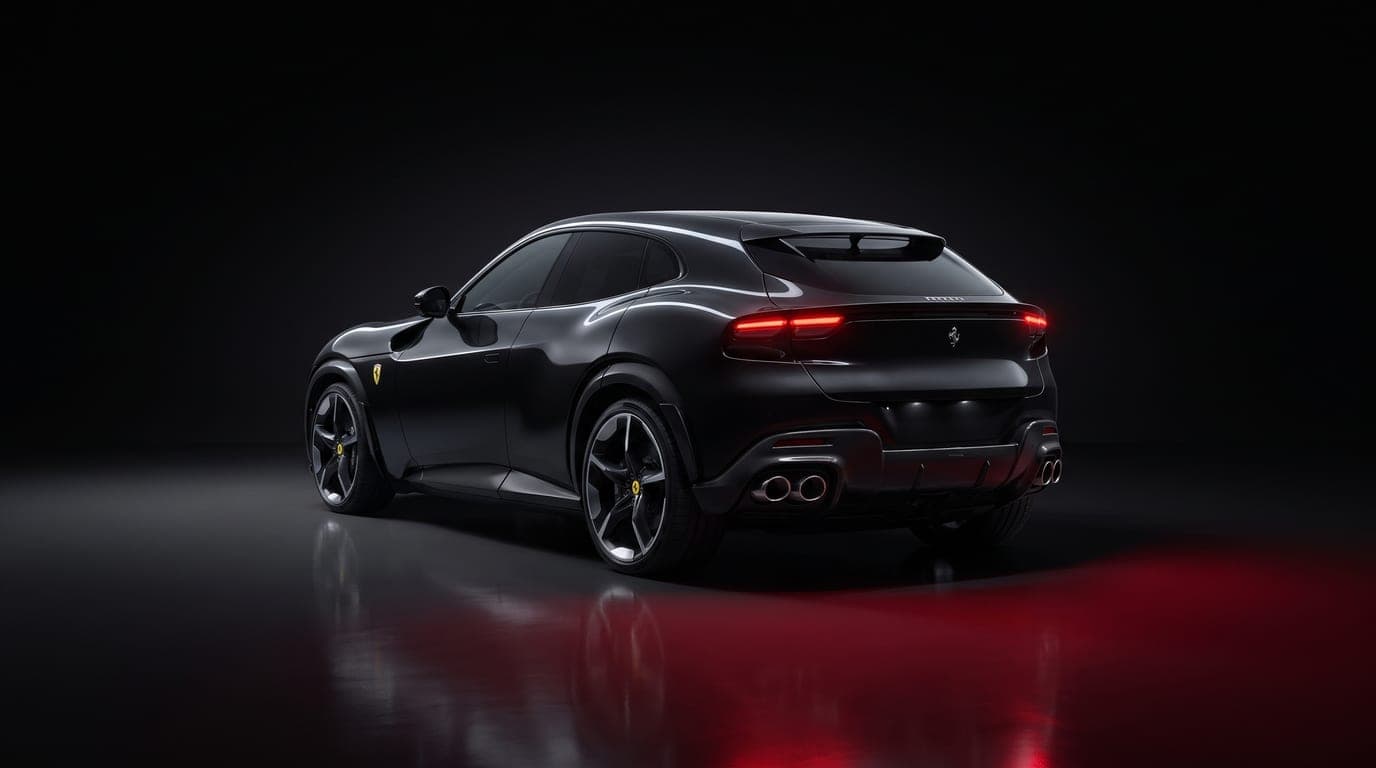 Ferrari Purosangue rear three-quarter view showing taillights