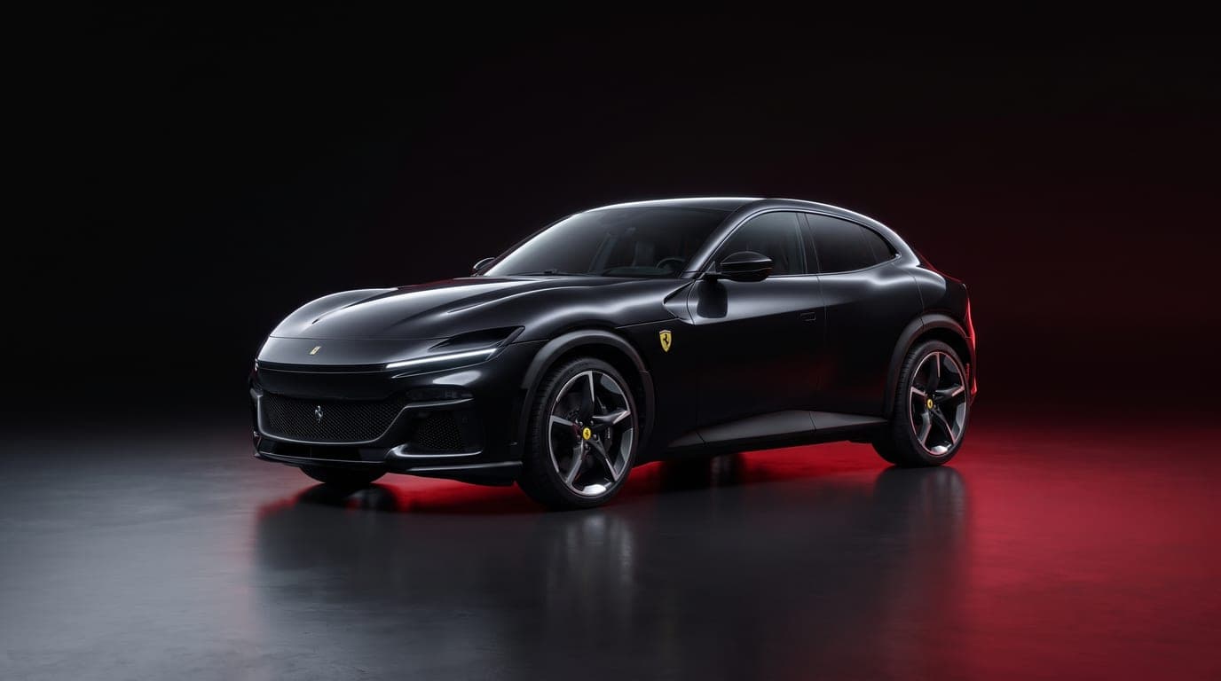Ferrari Purosangue in Nero Daytona, studio photograph