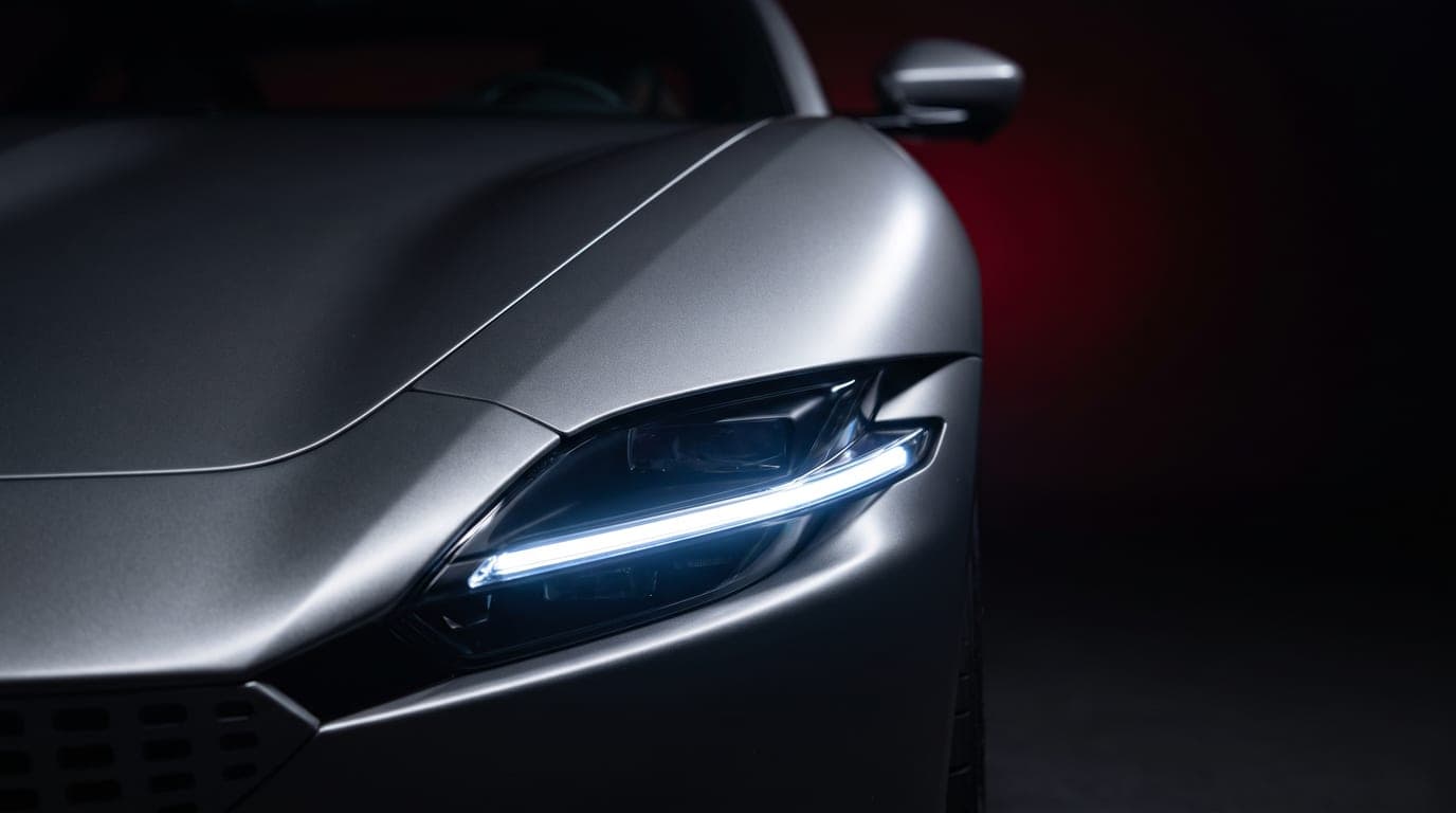Ferrari Roma front headlight close-up detail