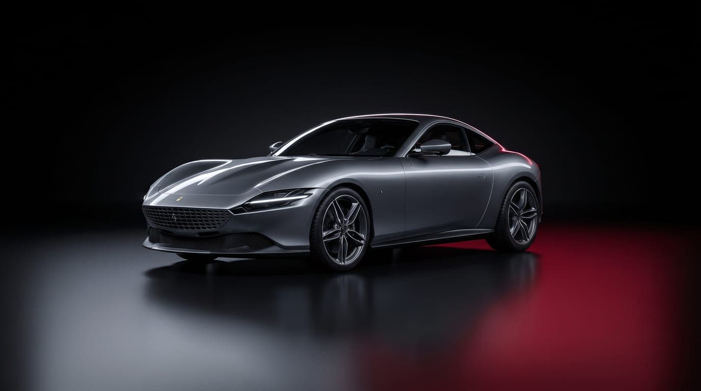 Ferrari Roma in Grigio Titanio, studio photograph