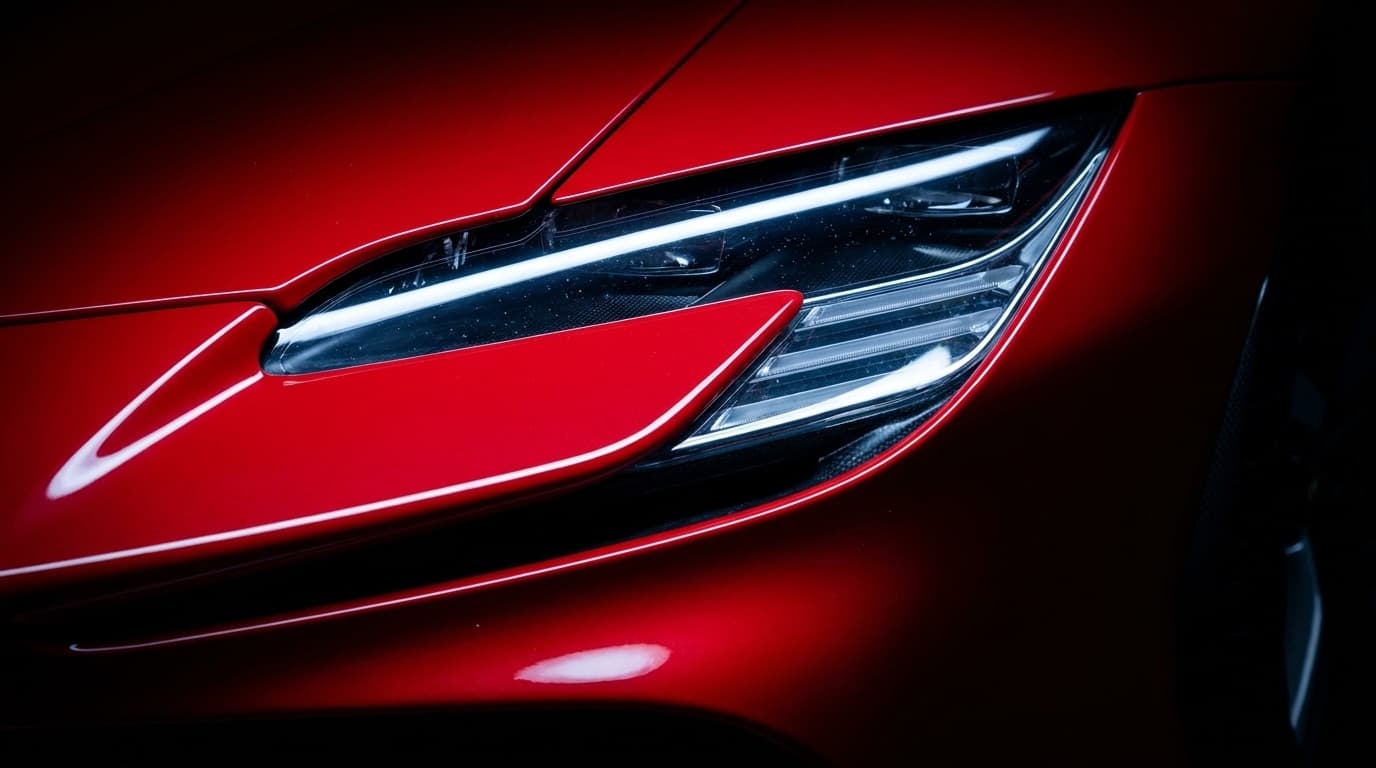 Ferrari SF90 Stradale front headlight close-up detail