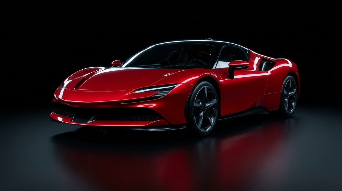 Ferrari SF90 Stradale in Rosso Corsa, studio photograph