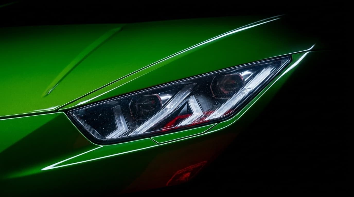 Lamborghini Huracán EVO front headlight close-up detail