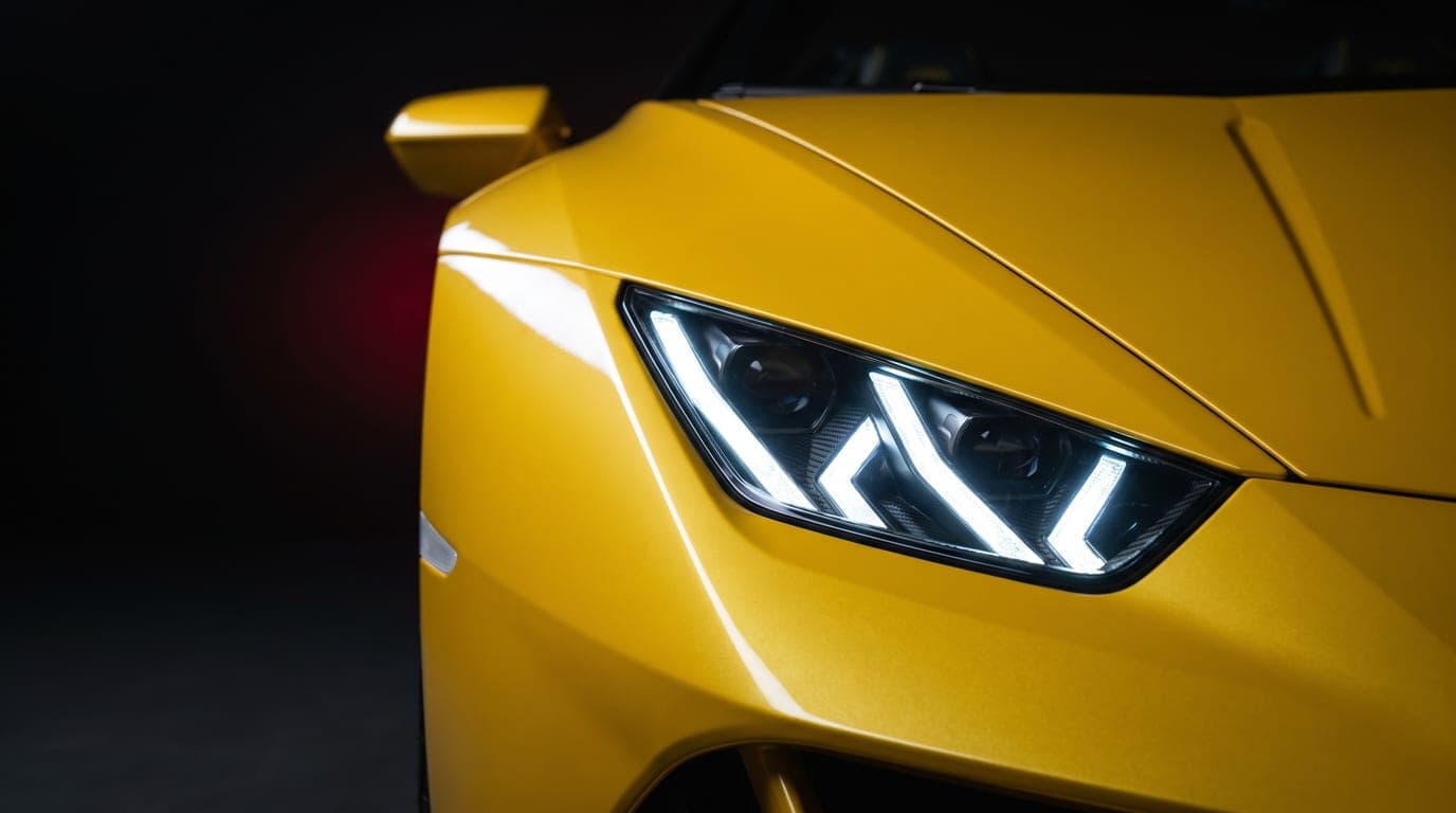 Lamborghini Huracán EVO Spyder front headlight close-up detail