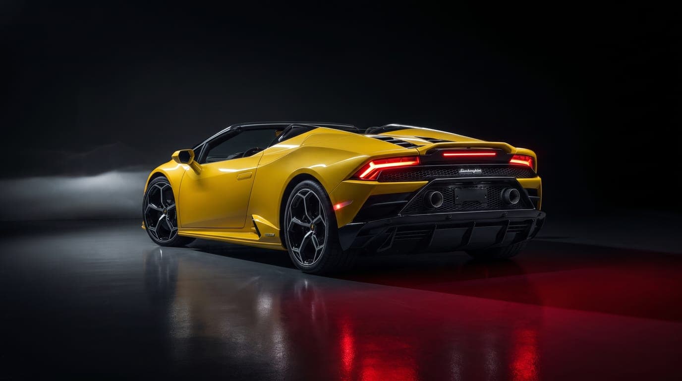 Lamborghini Huracán EVO Spyder rear three-quarter view showing taillights