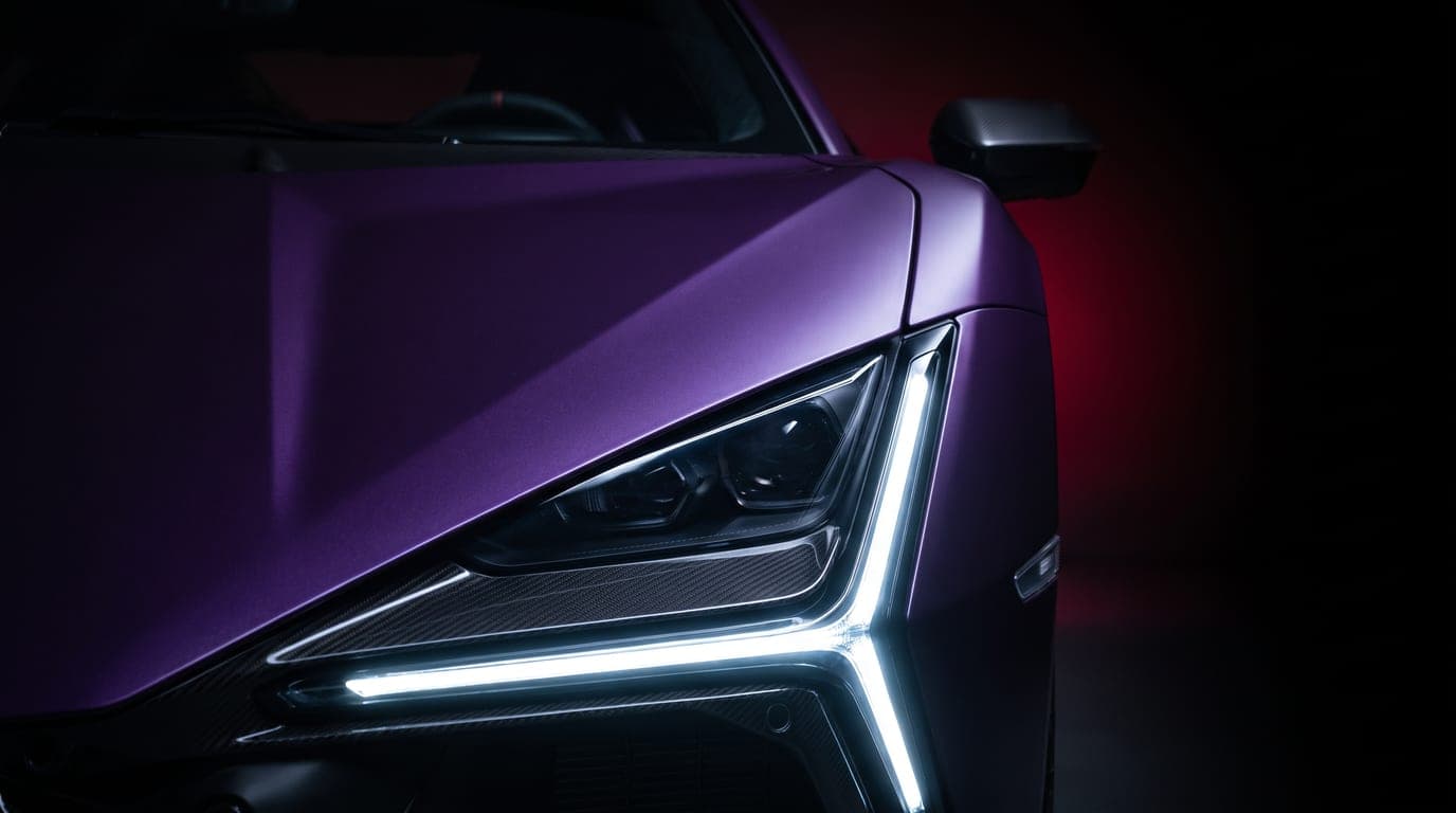Lamborghini Revuelto front headlight close-up detail