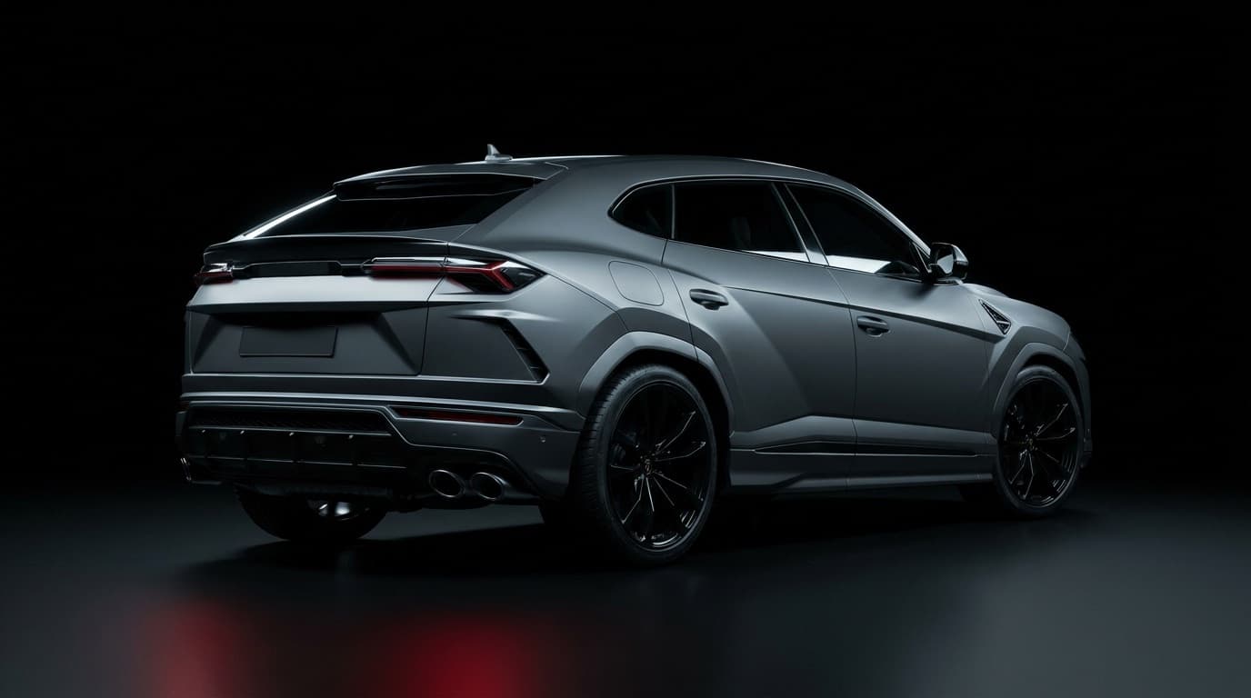 Lamborghini Urus rear three-quarter view showing taillights
