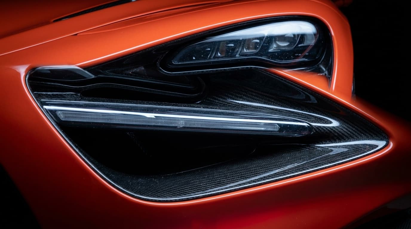 McLaren 765LT front headlight close-up detail