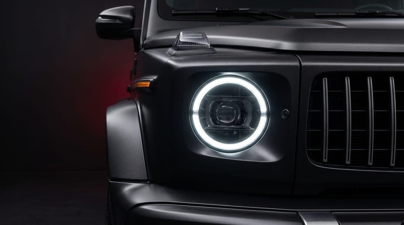Mercedes-AMG G 63 front headlight close-up detail