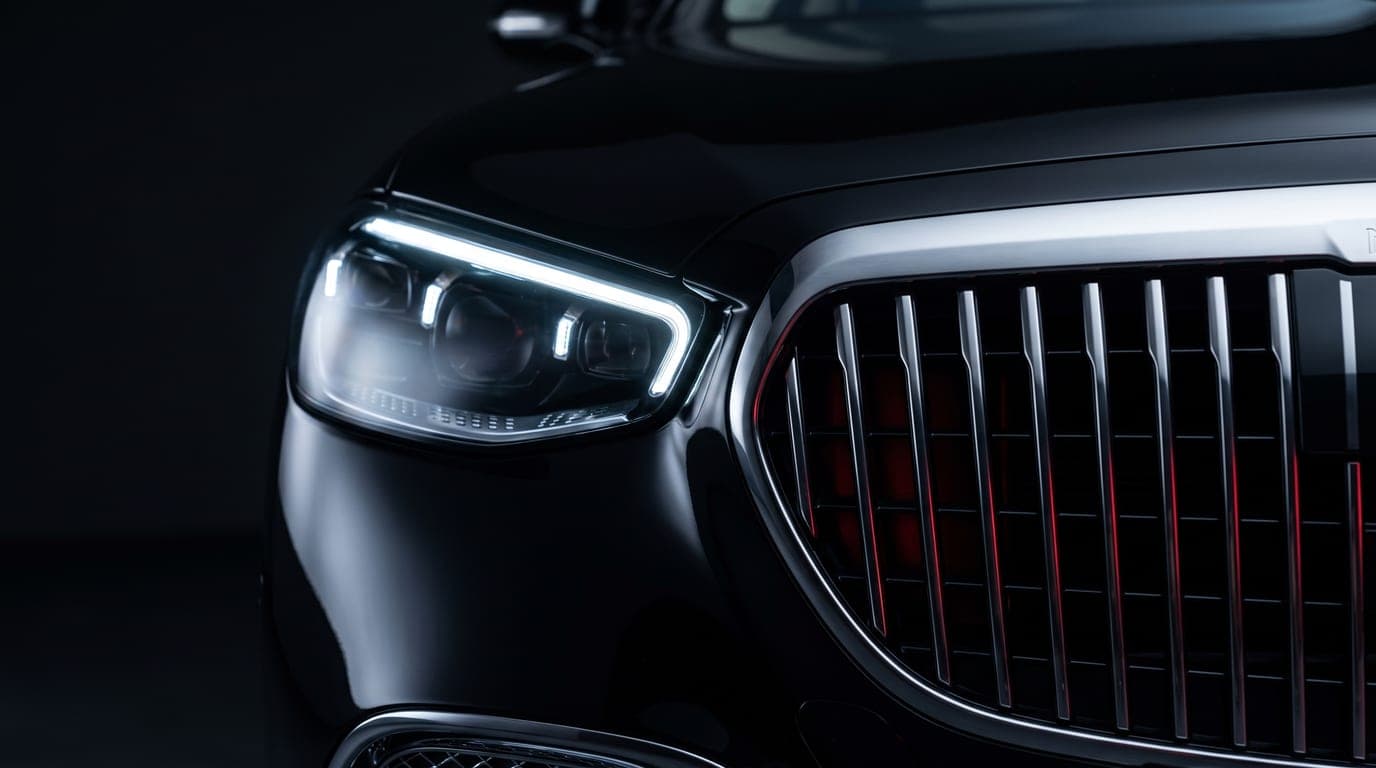 Mercedes-Maybach S 680 front headlight close-up detail