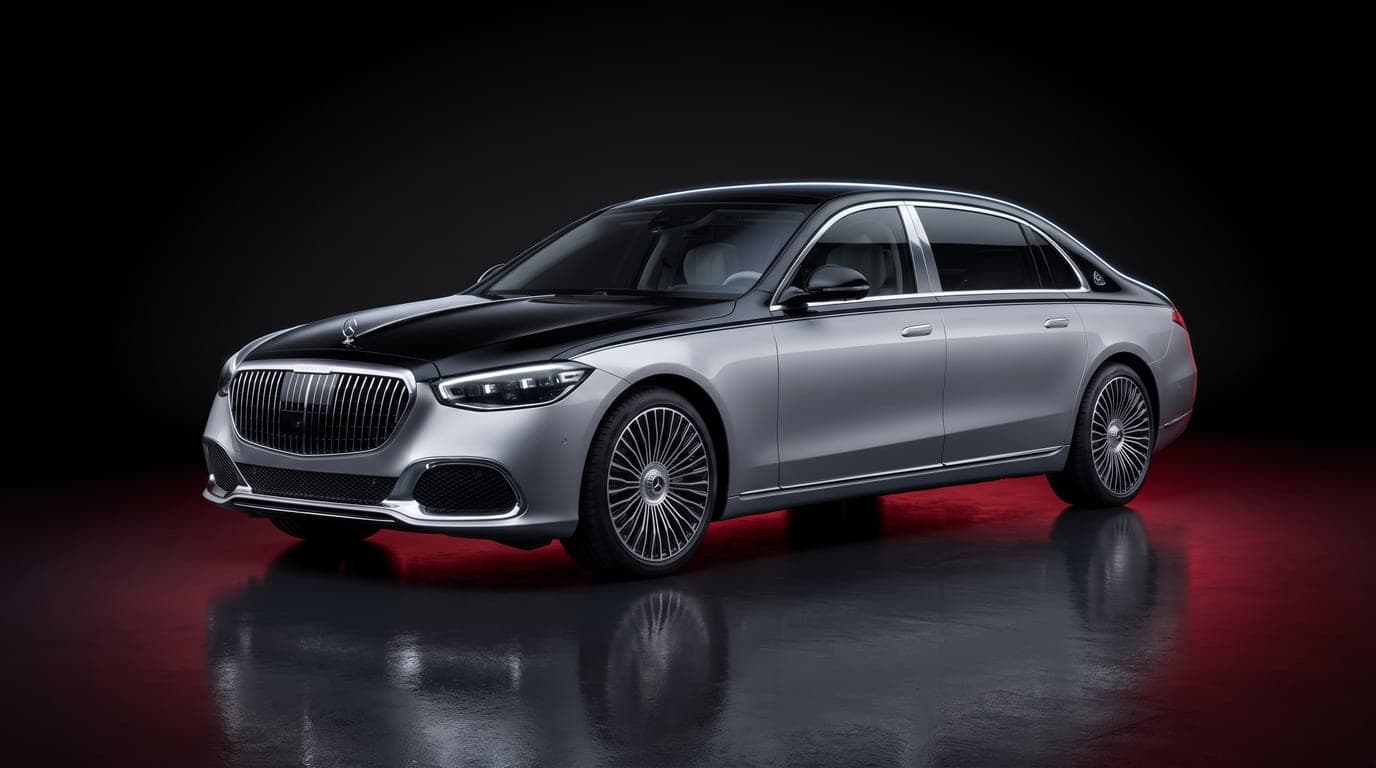 Mercedes-Benz Maybach S 680 in Two-tone black over silver, studio photograph