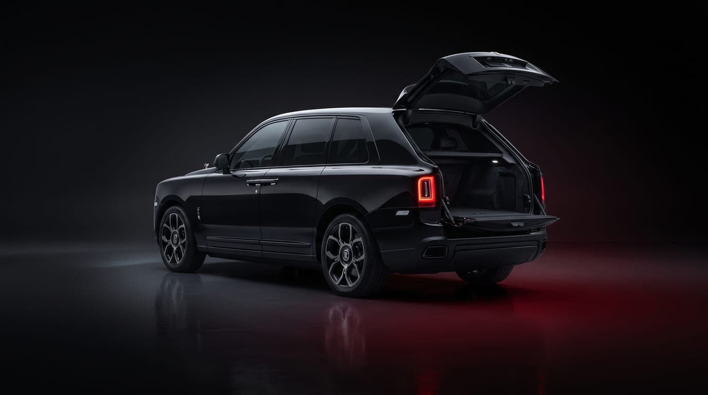 Rolls-Royce Cullinan Black Badge rear three-quarter view showing taillights