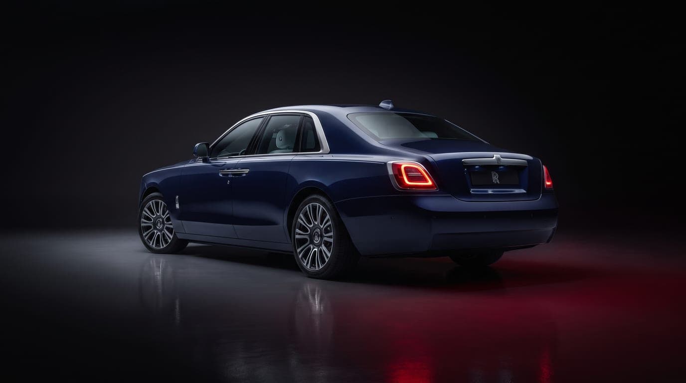 Rolls-Royce Ghost rear three-quarter view showing taillights