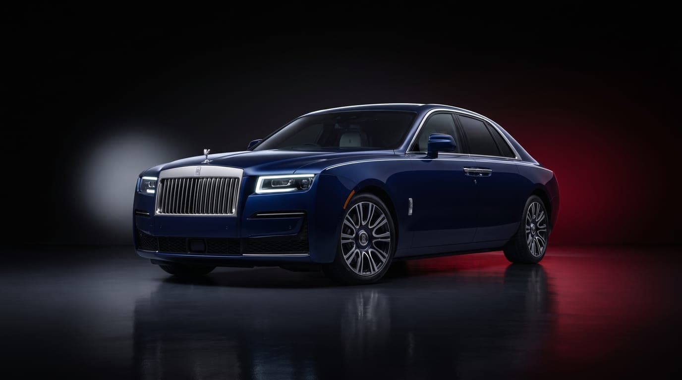 Rolls-Royce Ghost in Salamanca Blue, studio photograph
