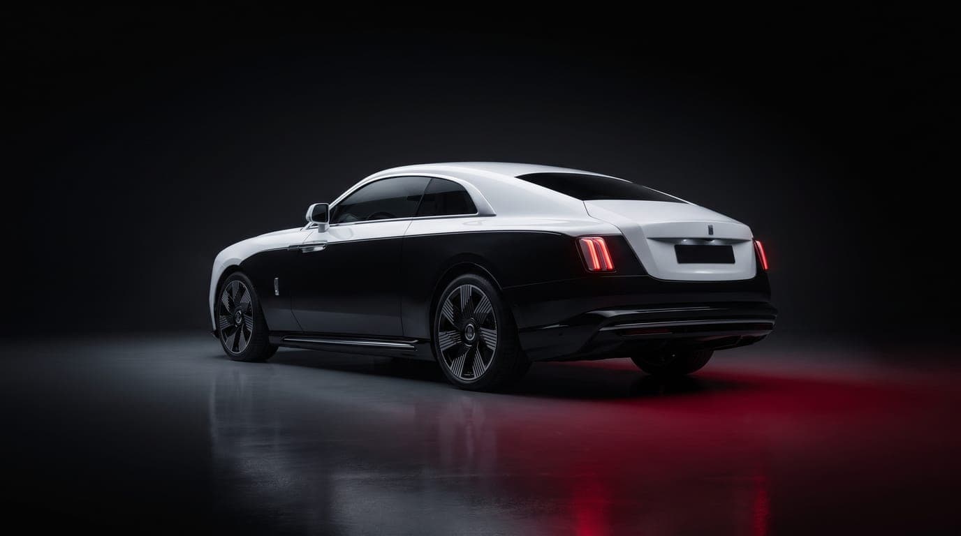 Rolls-Royce Spectre rear three-quarter view showing taillights